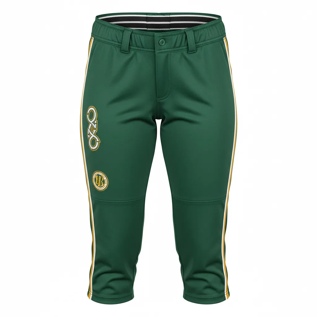 Custom Softball Standard Softball Pant - Custom Design - Softballpant Forestgoldwhite - Front View - Kinexa Sportswear