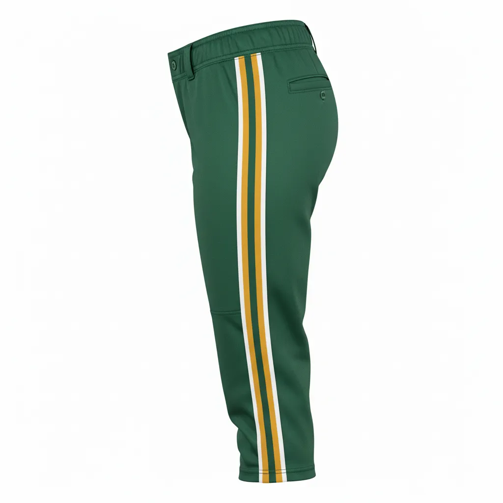 Custom Softball Standard Softball Pant - Custom Design - Softballpant Forestgoldwhite - Side View - Kinexa Sportswear