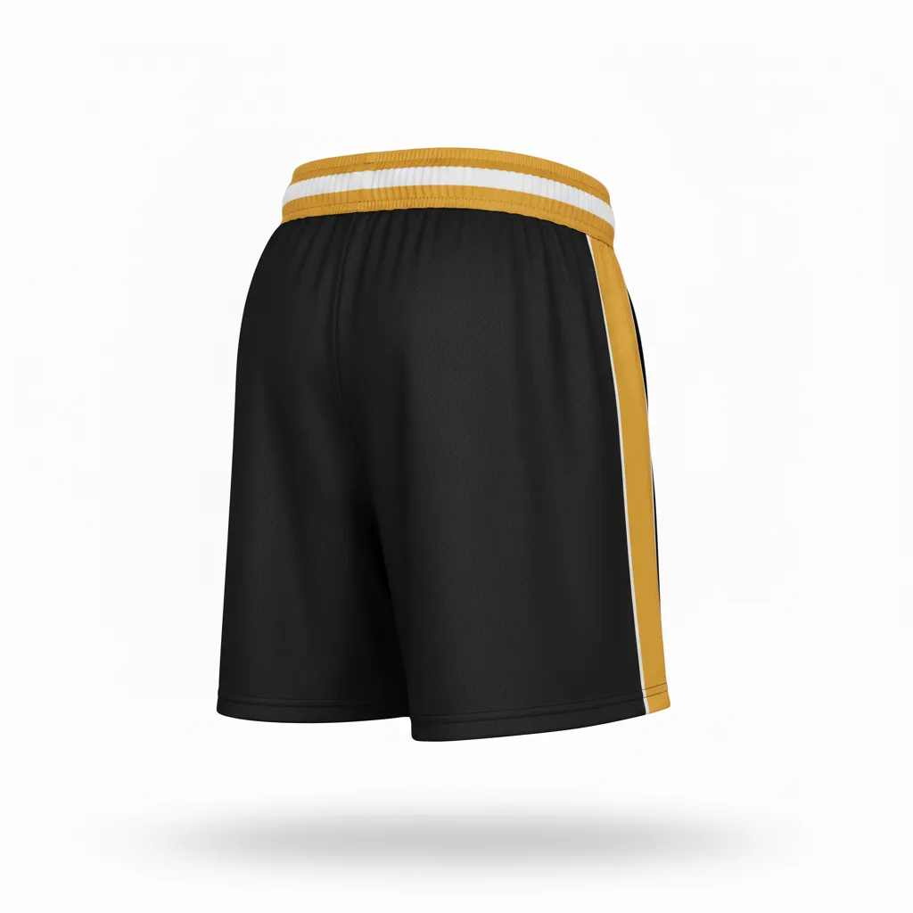 Custom Softball Training Shorts - Custom Design - Trainingshorts Blackgoldwhite - Back View - Kinexa Sportswear