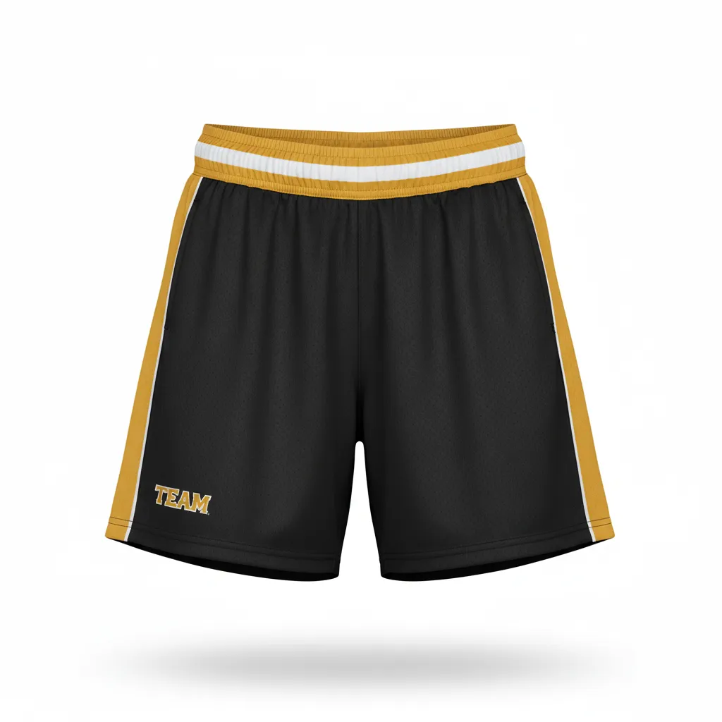 Custom Softball Training Shorts - Custom Design - Trainingshorts Blackgoldwhite - Front View - Kinexa Sportswear