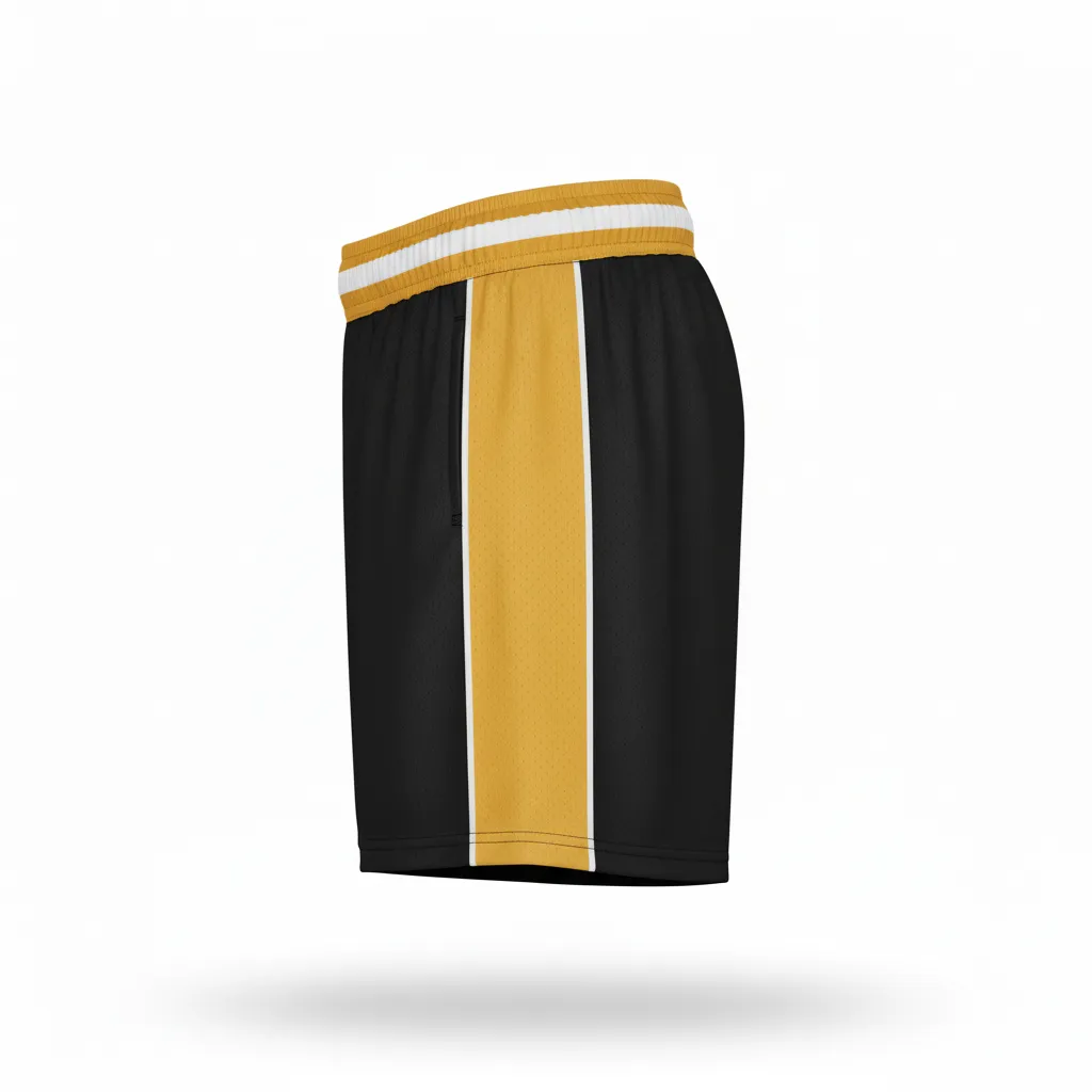 Custom Softball Training Shorts - Custom Design - Trainingshorts Blackgoldwhite - Side View - Kinexa Sportswear