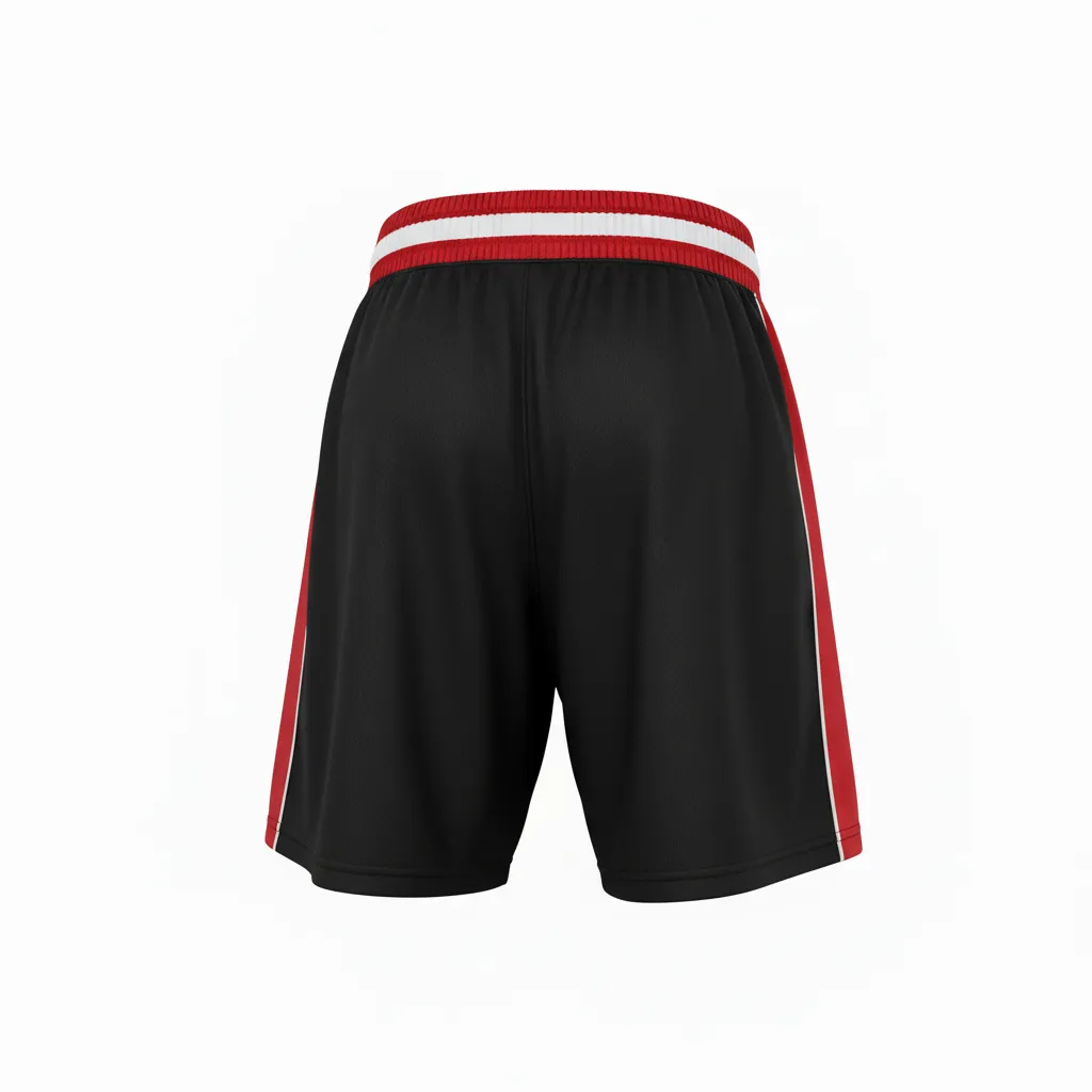 Custom Softball Training Shorts - Custom Design - Trainingshorts Blackredwhite - Back View - Kinexa Sportswear