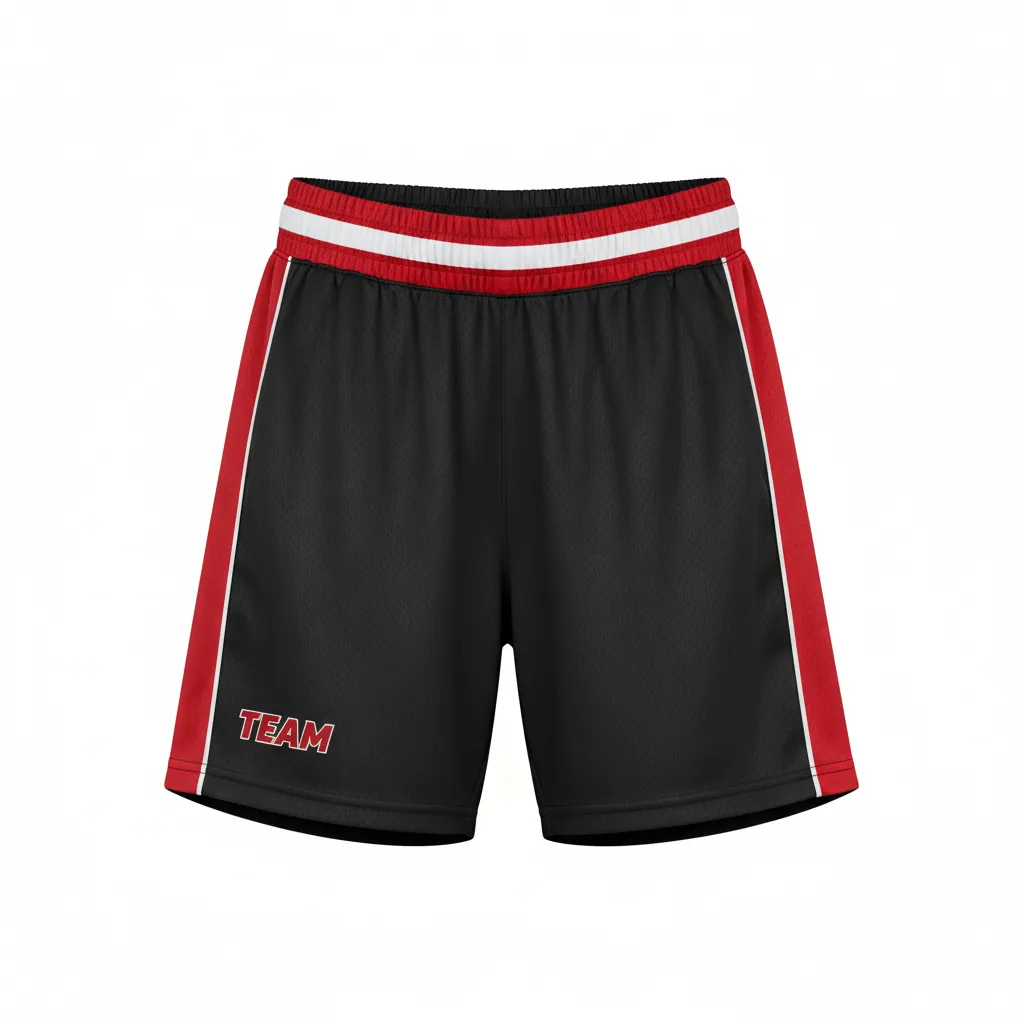 Custom Softball Training Shorts - Custom Design - Trainingshorts Blackredwhite - Front View - Kinexa Sportswear