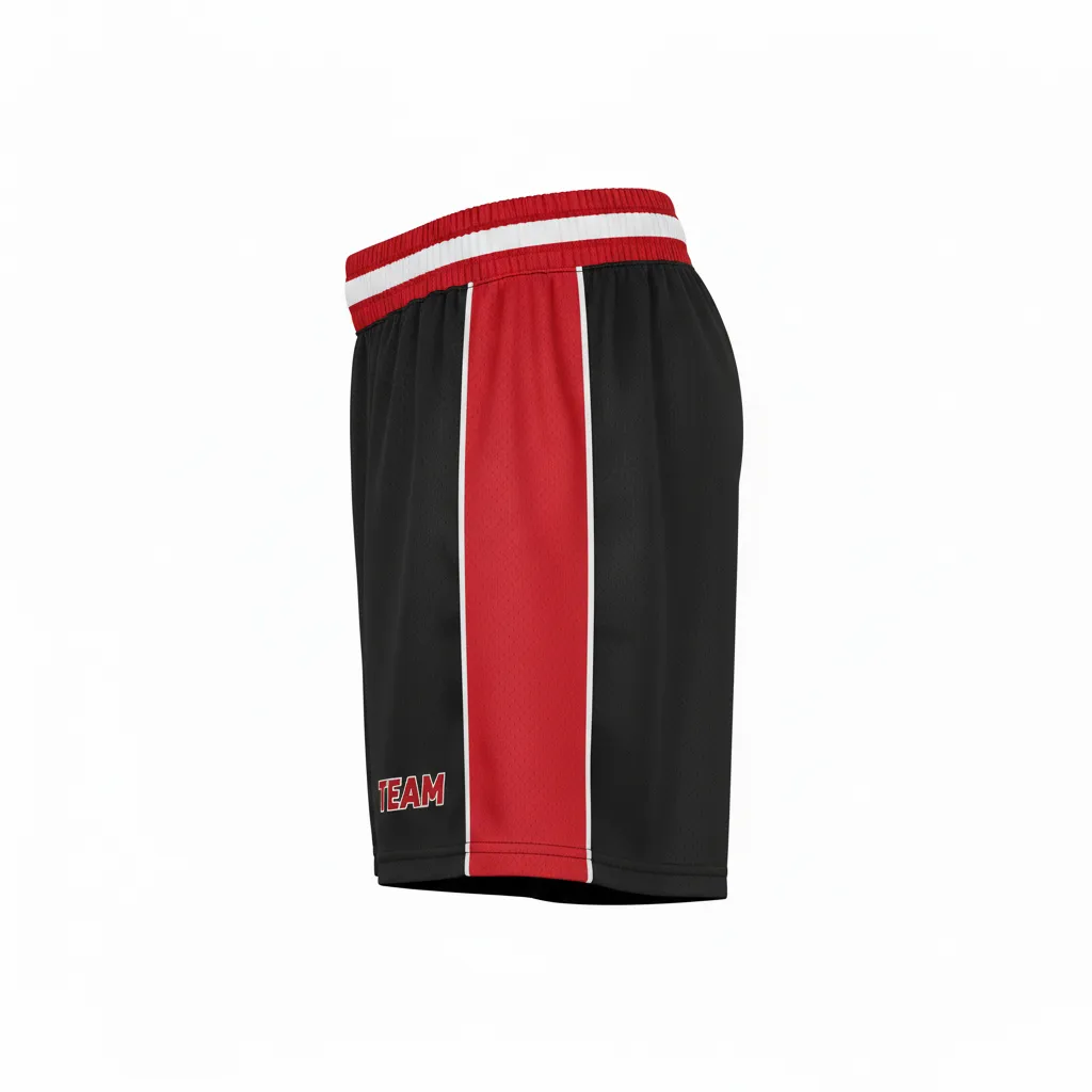 Custom Softball Training Shorts - Custom Design - Trainingshorts Blackredwhite - Side View - Kinexa Sportswear