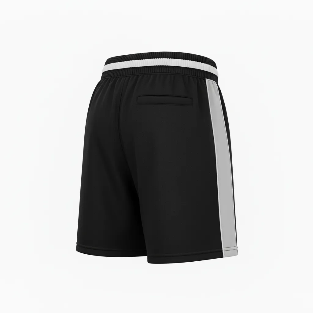 Custom Softball Training Shorts - Custom Design - Trainingshorts Blacksilverwhite - Back View - Kinexa Sportswear