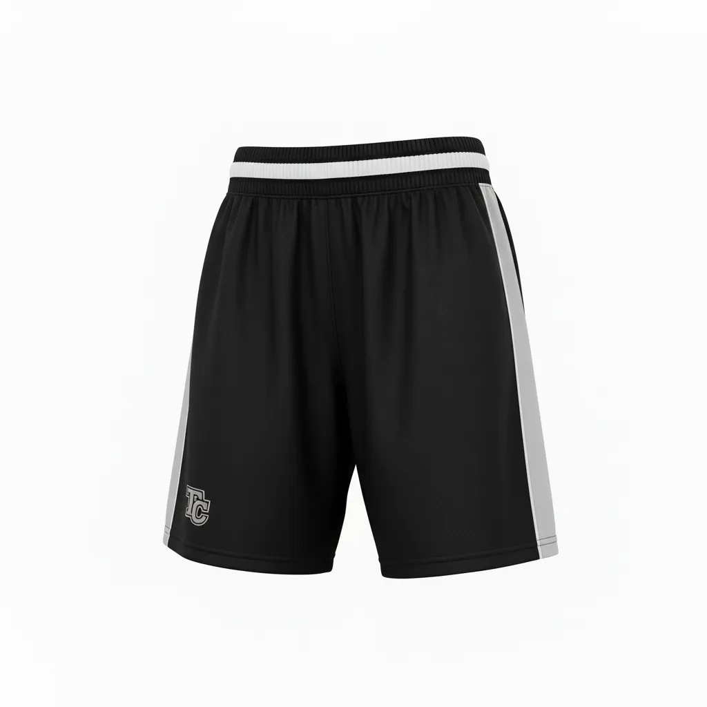 Custom Softball Training Shorts - Custom Design - Trainingshorts Blacksilverwhite - Front View - Kinexa Sportswear