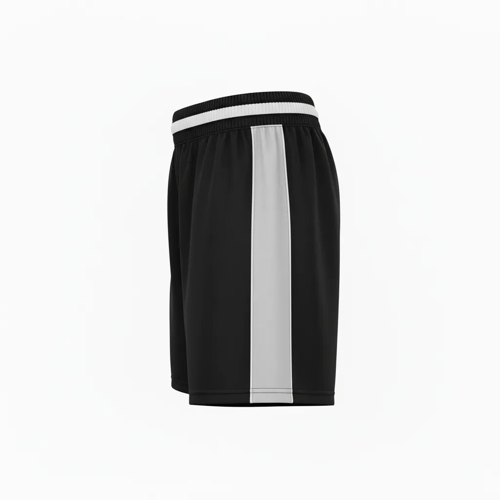 Custom Softball Training Shorts - Custom Design - Trainingshorts Blacksilverwhite - Side View - Kinexa Sportswear