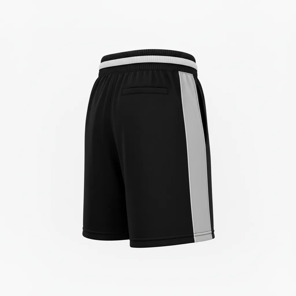Custom Softball Training Shorts - Custom Design - Trainingshorts Blackwhitegrey - Back View - Kinexa Sportswear