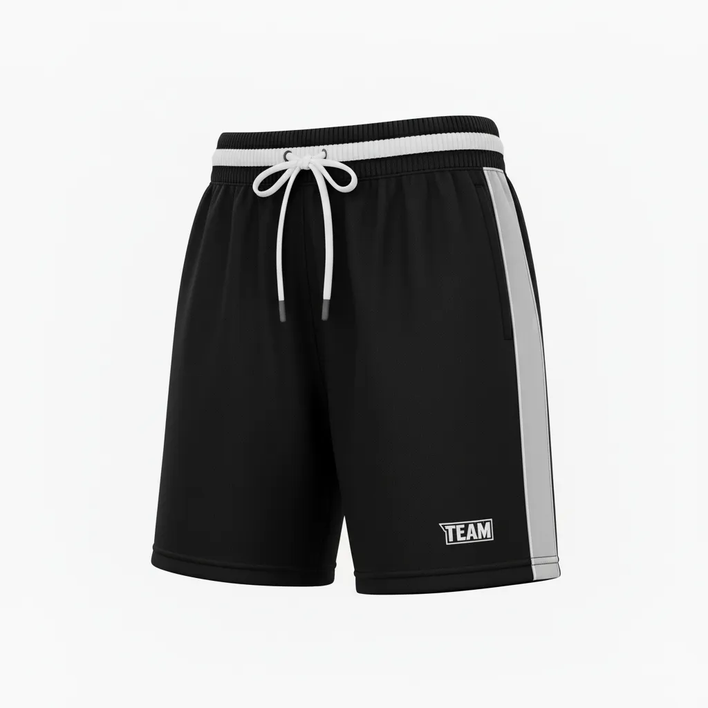 Custom Softball Training Shorts - Custom Design - Trainingshorts Blackwhitegrey - Front View - Kinexa Sportswear