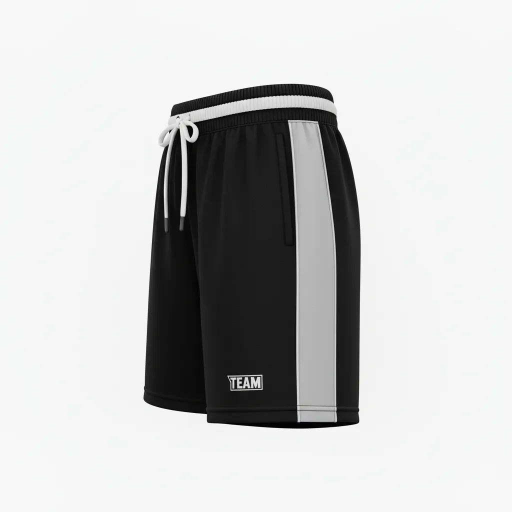 Custom Softball Training Shorts - Custom Design - Trainingshorts Blackwhitegrey - Side View - Kinexa Sportswear