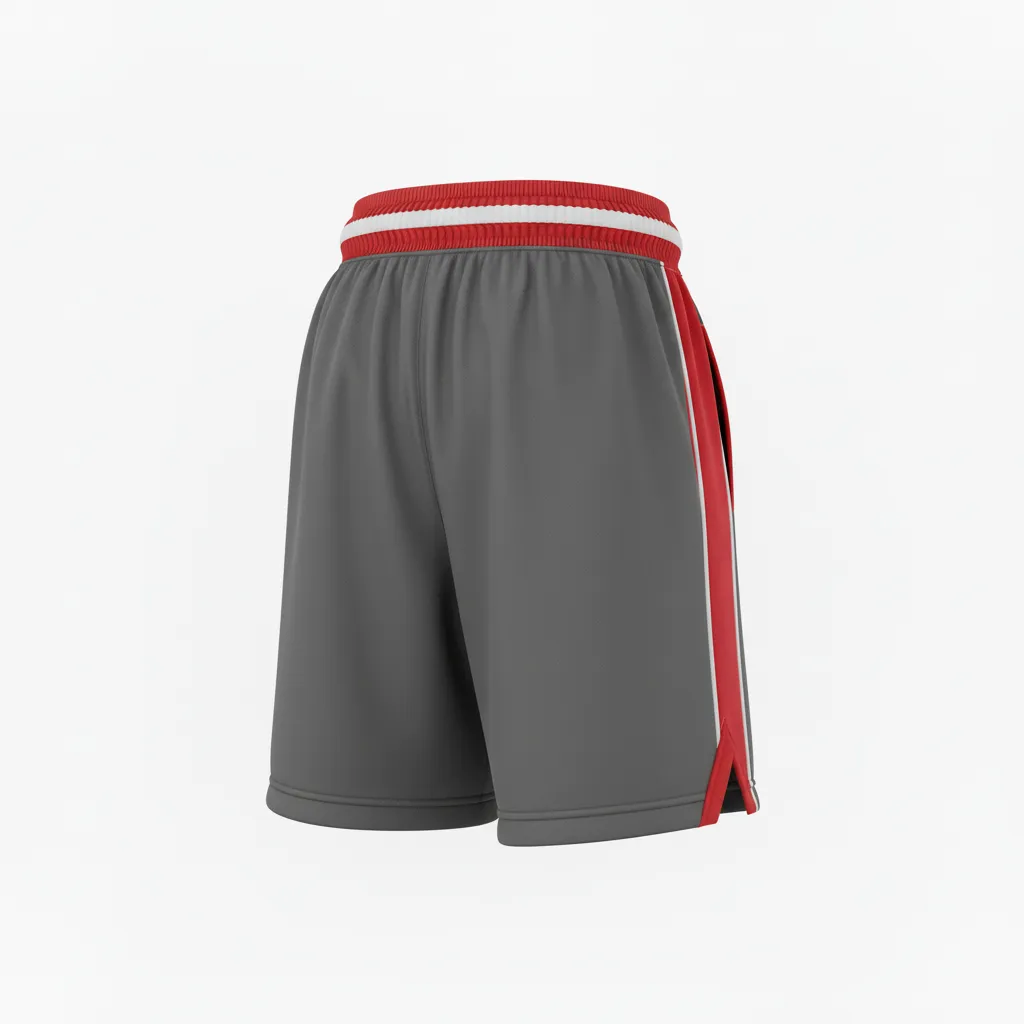 Custom Softball Training Shorts - Custom Design - Trainingshorts Charcoalredwhite - Back View - Kinexa Sportswear