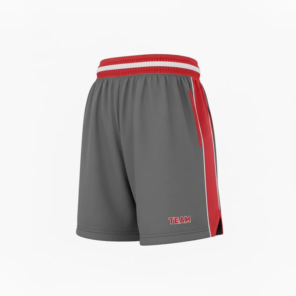 Custom Softball Training Shorts - Custom Design - Trainingshorts Charcoalredwhite - Front View - Kinexa Sportswear