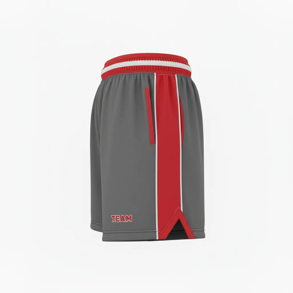 Custom Softball Training Shorts - Custom Design - Trainingshorts Charcoalredwhite - Side View - Kinexa Sportswear