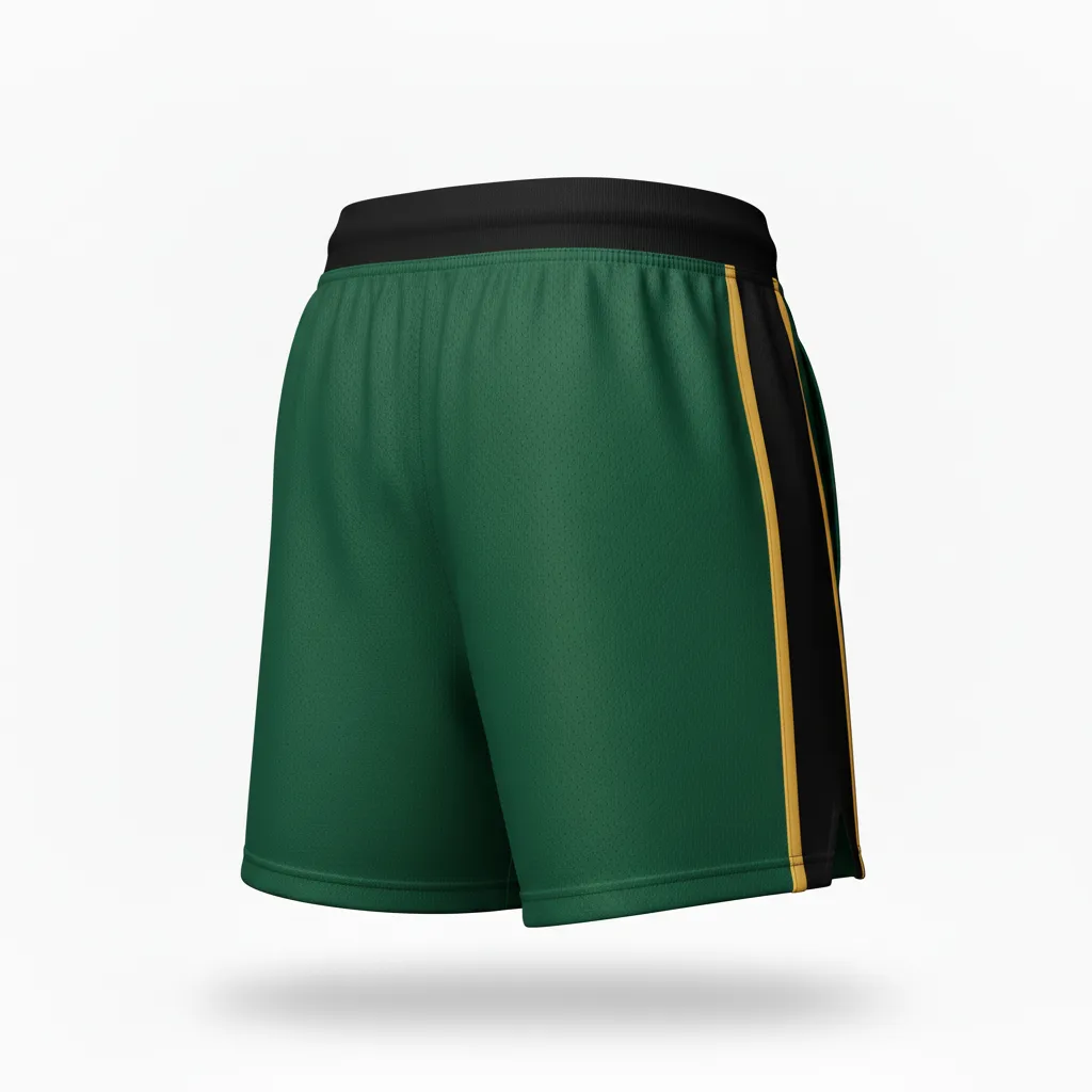 Custom Softball Training Shorts - Custom Design - Trainingshorts Forestblackgold - Back View - Kinexa Sportswear