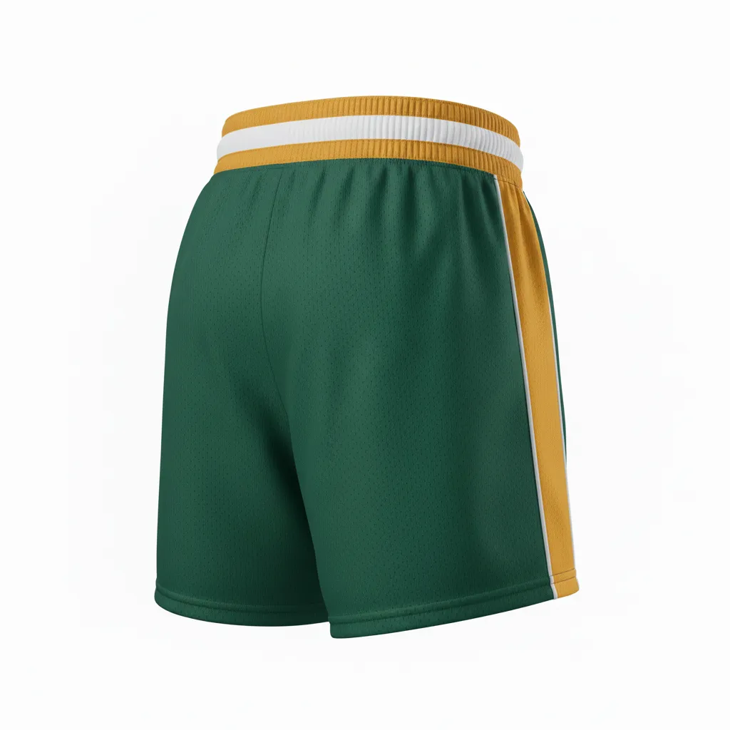 Custom Softball Training Shorts - Custom Design - Trainingshorts Forestgoldwhite - Back View - Kinexa Sportswear