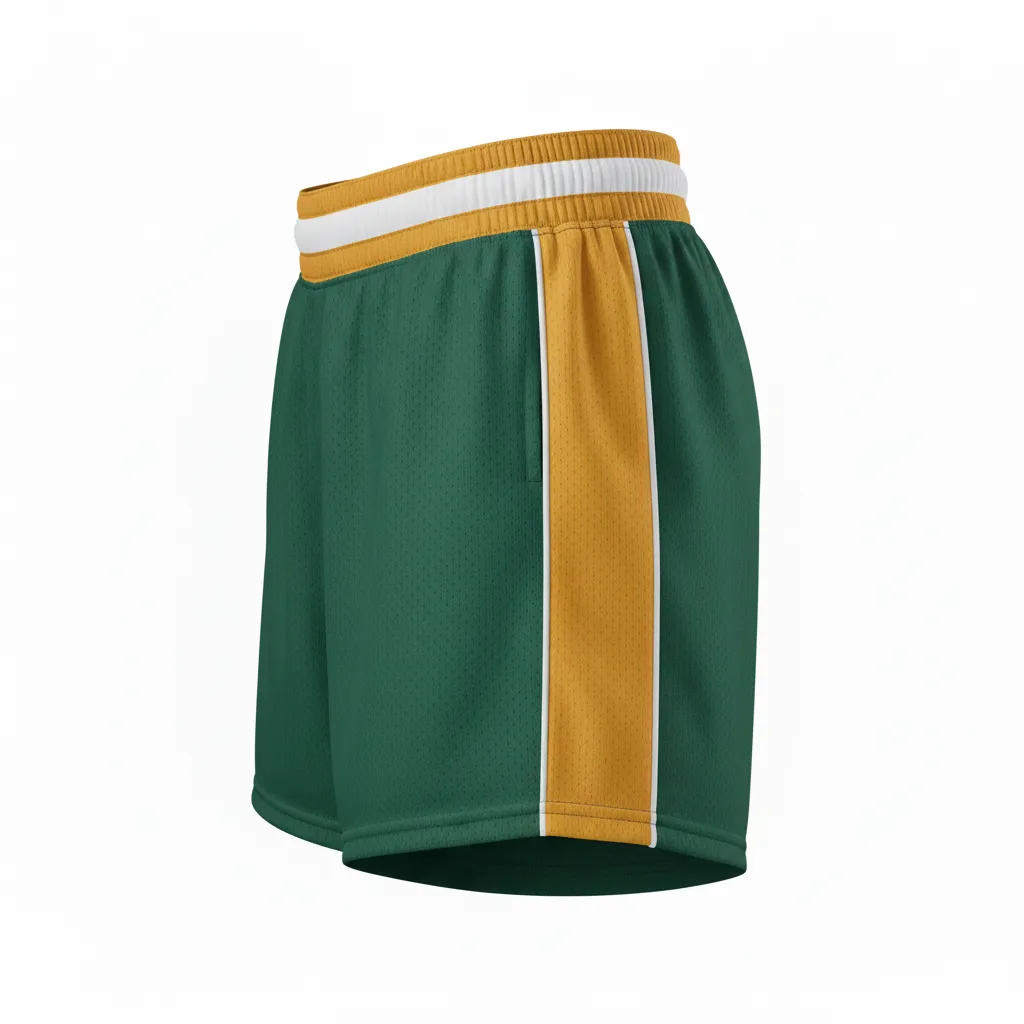 Custom Softball Training Shorts - Custom Design - Trainingshorts Forestgoldwhite - Side View - Kinexa Sportswear