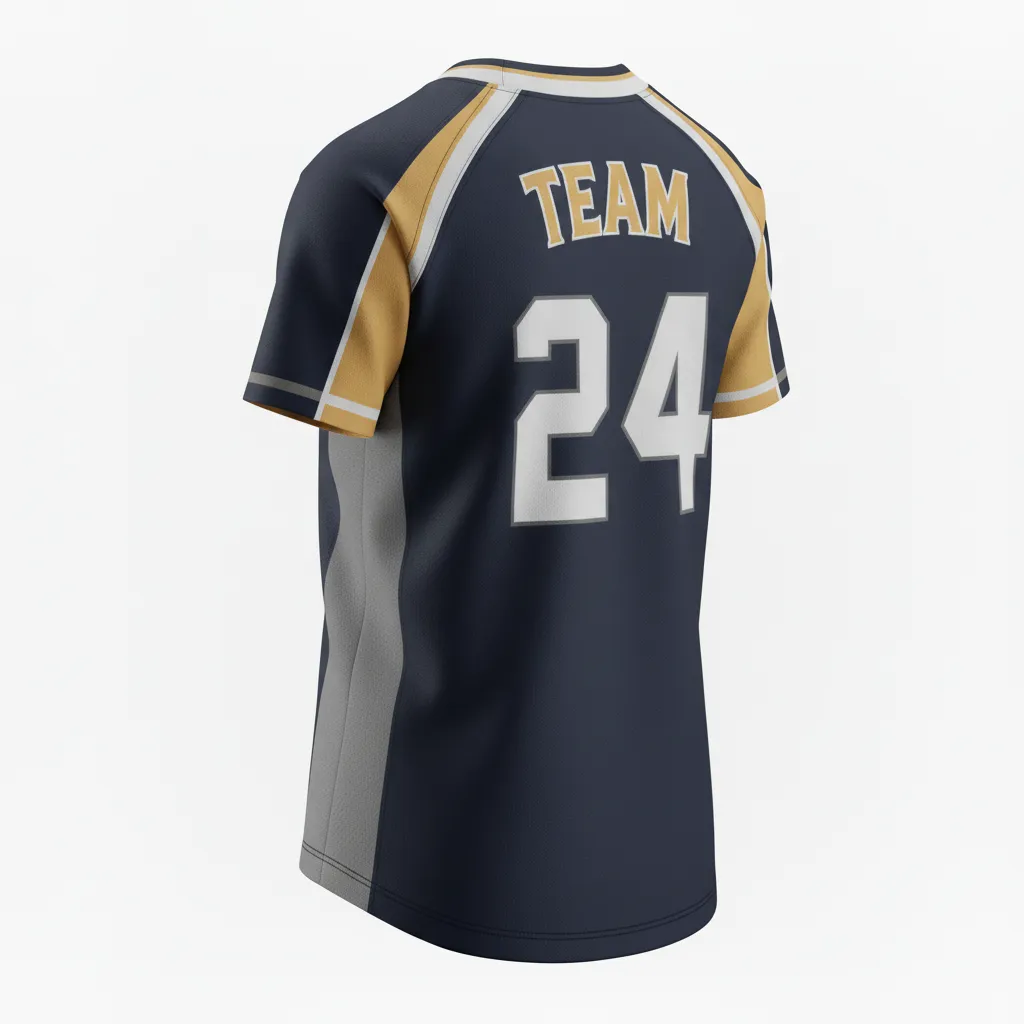 Custom Softball V Neck Softball Jersey - Custom Design - Vneckjersey Blackgoldwhite - Back View - Kinexa Sportswear
