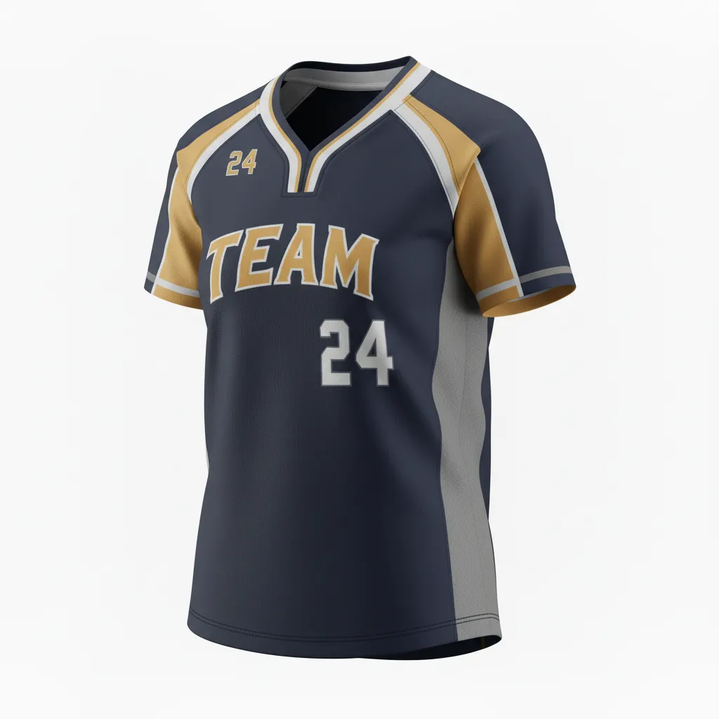 Custom Softball V Neck Softball Jersey - Custom Design - Vneckjersey Blackgoldwhite - Front View - Kinexa Sportswear