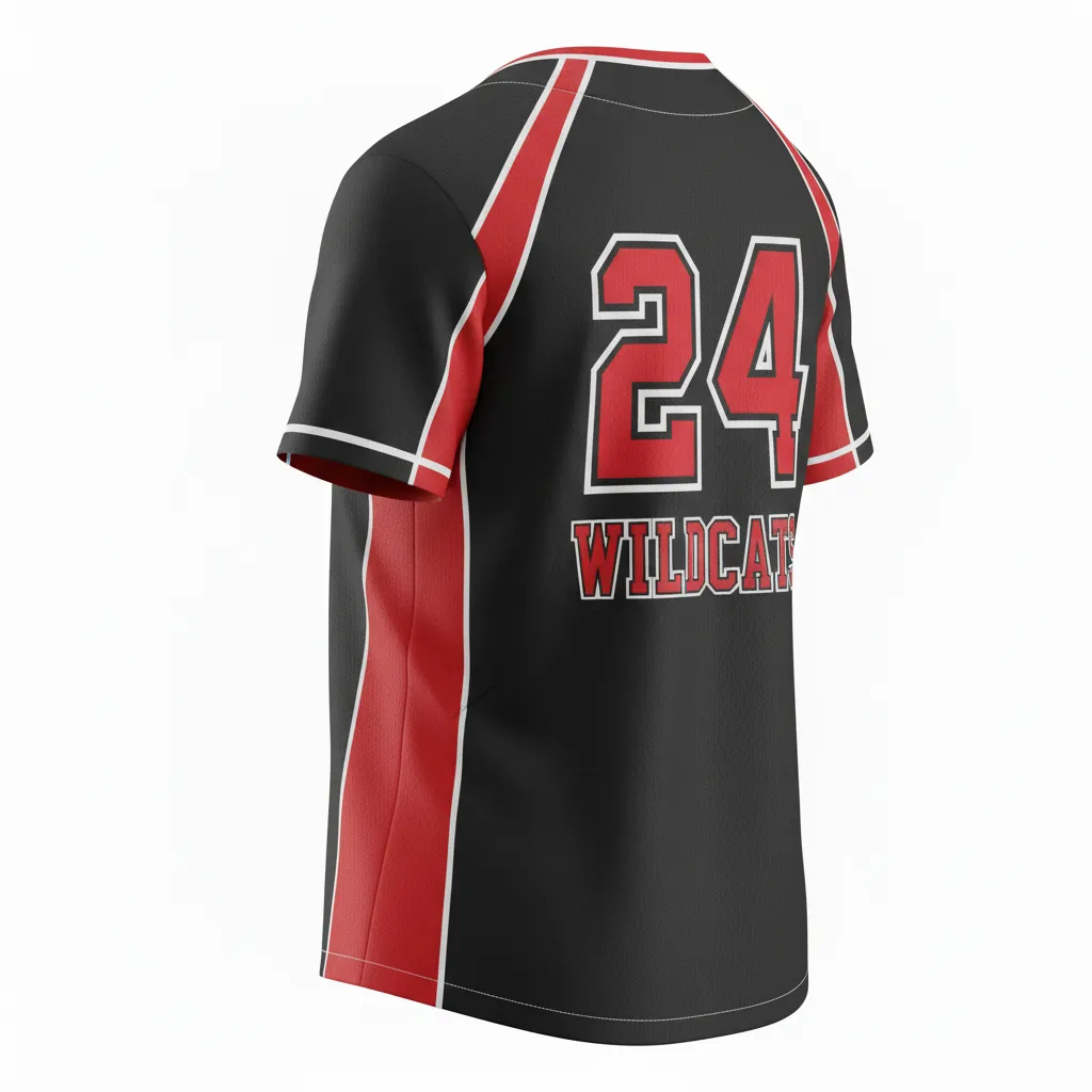 Custom Softball V Neck Softball Jersey - Custom Design - Vneckjersey Blackredwhite - Back View - Kinexa Sportswear