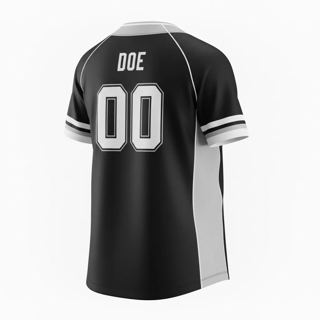 Custom Softball V Neck Softball Jersey - Custom Design - Vneckjersey Blackwhitegrey - Back View - Kinexa Sportswear