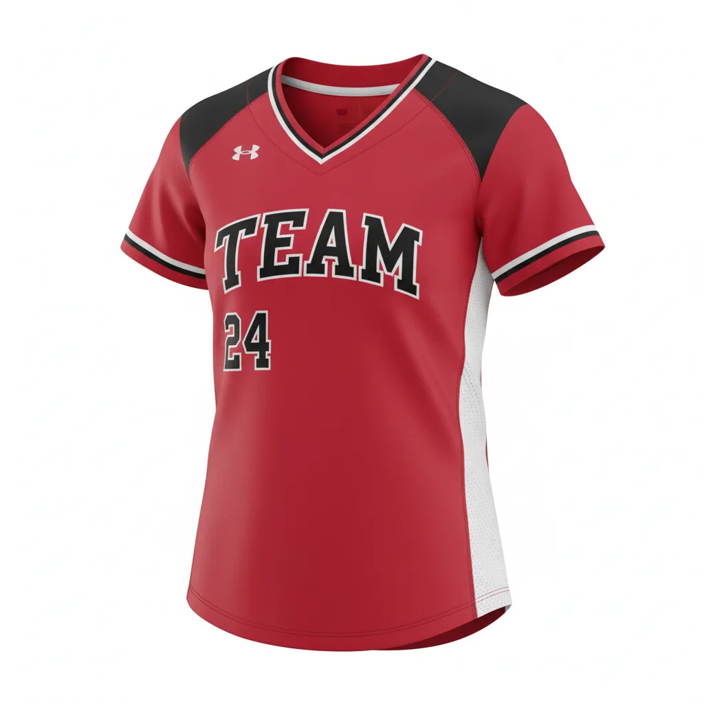 Custom Softball V Neck Softball Jersey - Custom Design - Vneckjersey Cardinalblackwhite - Front View - Kinexa Sportswear