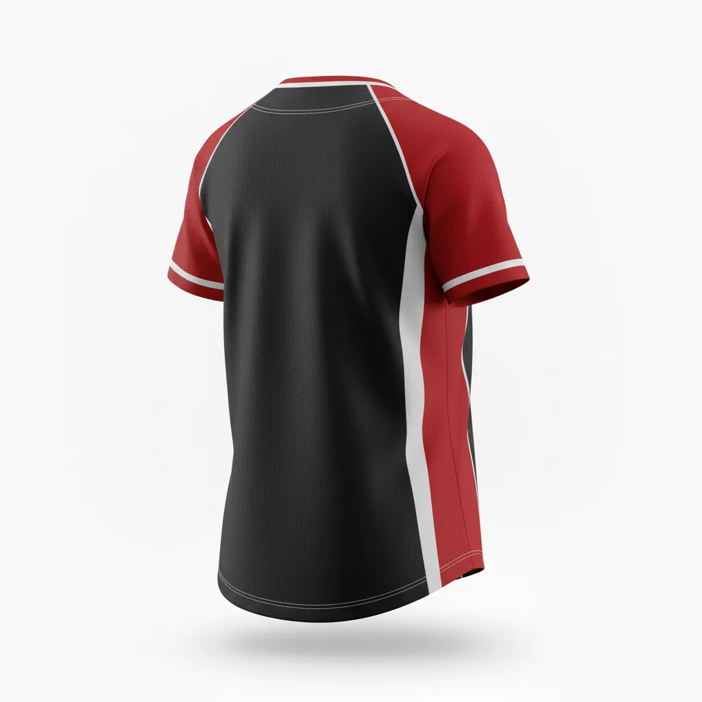 Custom Softball V Neck Softball Jersey - Custom Design - Vneckjersey Charcoalredwhite - Back View - Kinexa Sportswear