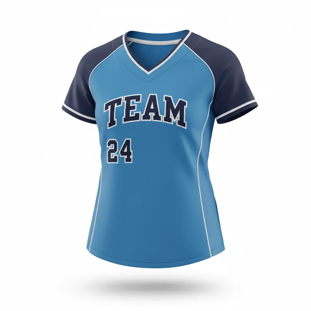 Custom Softball V Neck Softball Jersey - Custom Design - Vneckjersey Columbianavywhite - Front View - Kinexa Sportswear