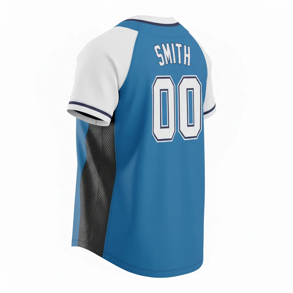 Custom Softball V Neck Softball Jersey - Custom Design - Vneckjersey Columbiawhitenavy - Back View - Kinexa Sportswear