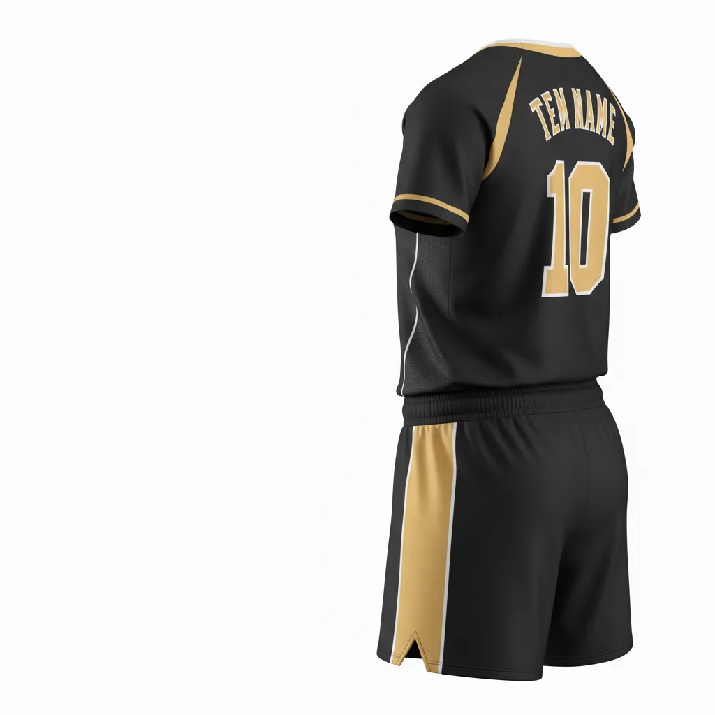 Custom Softball V Neck Softball Uniform - Custom Design - Vneckuniform Blackgoldwhite - Back View - Kinexa Sportswear