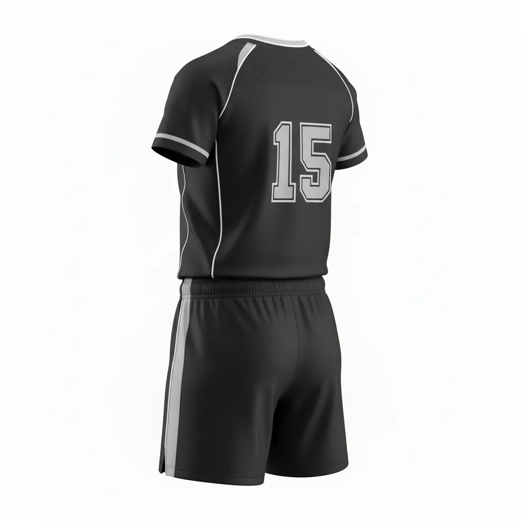 Custom Softball V Neck Softball Uniform - Custom Design - Vneckuniform Blacksilverwhite - Back View - Kinexa Sportswear