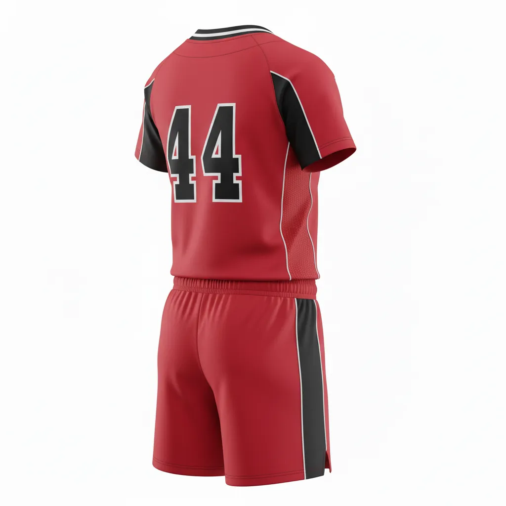 Custom Softball V Neck Softball Uniform - Custom Design - Vneckuniform Cardinalblackwhite - Back View - Kinexa Sportswear