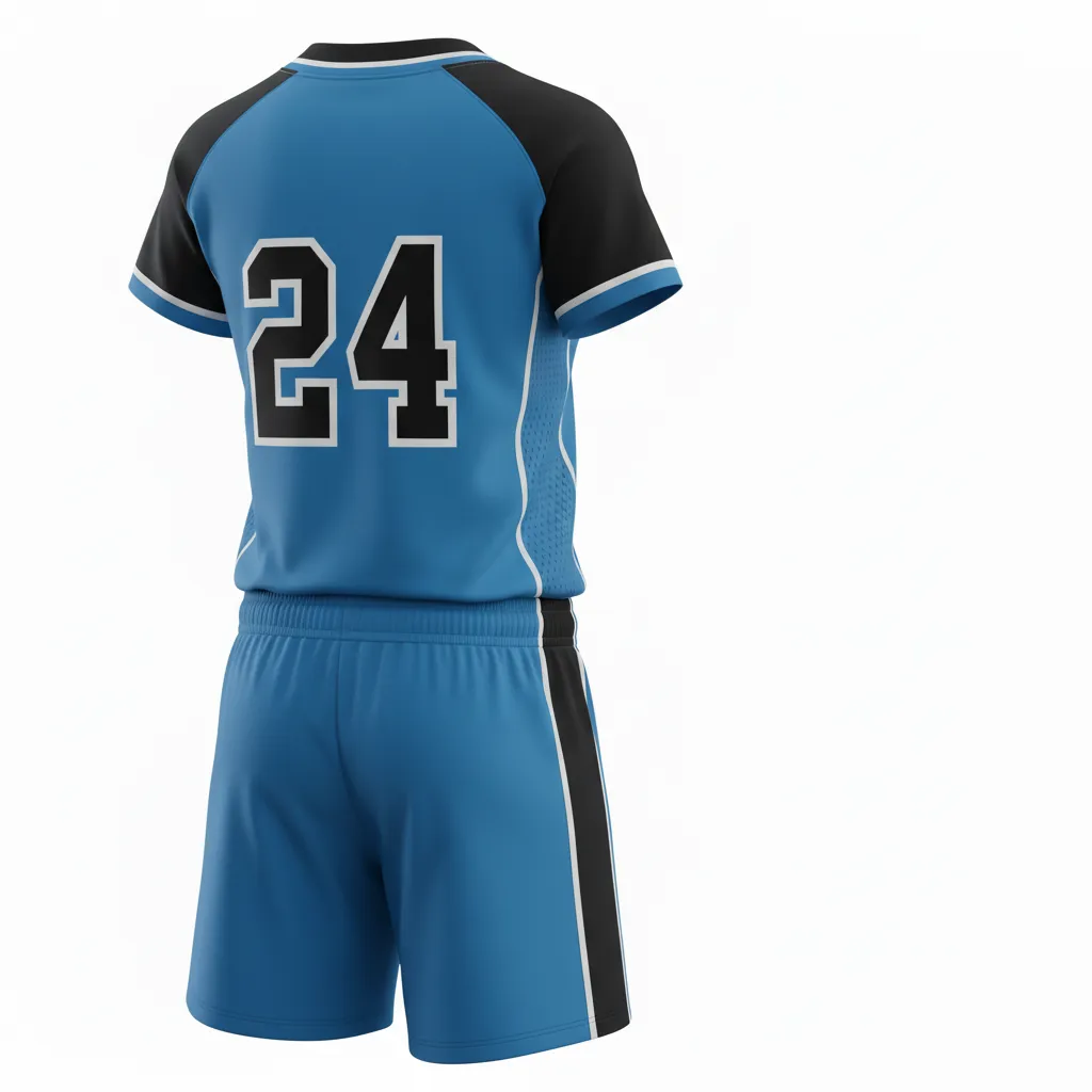 Custom Softball V Neck Softball Uniform - Custom Design - Vneckuniform Columbiablackwhite - Back View - Kinexa Sportswear