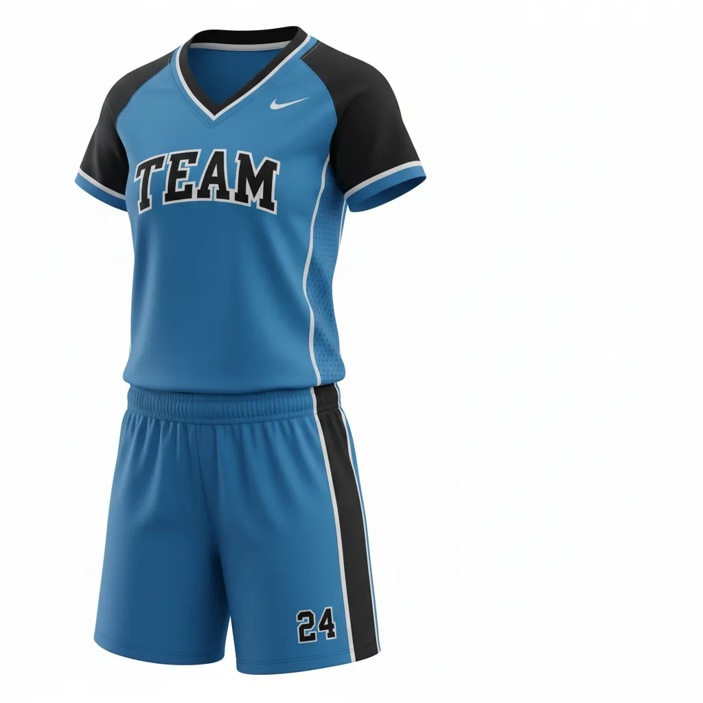 Custom Softball V Neck Softball Uniform - Custom Design - Vneckuniform Columbiablackwhite - Side View - Kinexa Sportswear