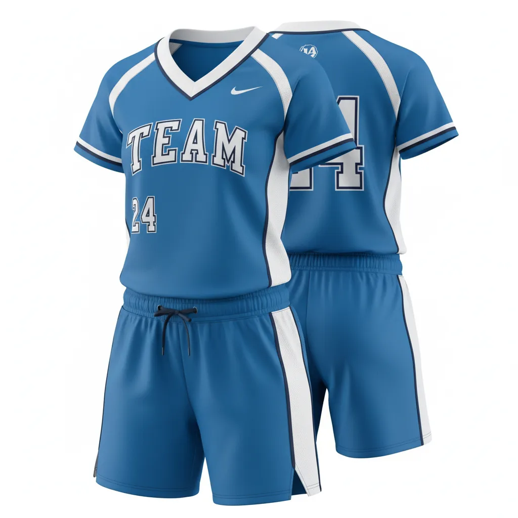 Custom Softball V Neck Softball Uniform - Custom Design - Vneckuniform Columbiawhitenavy - Front View - Kinexa Sportswear