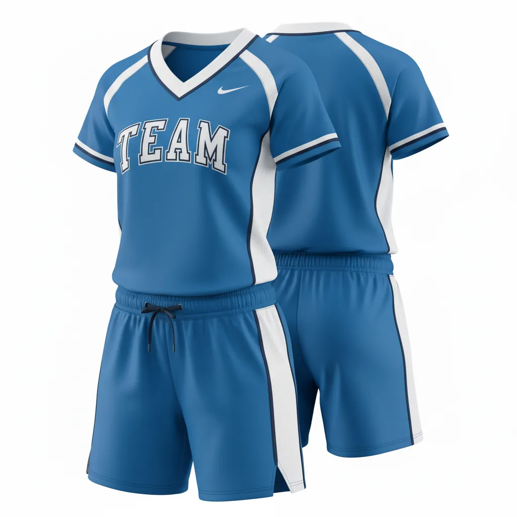 Custom Softball V Neck Softball Uniform - Custom Design - Vneckuniform Columbiawhitenavy - Side View - Kinexa Sportswear