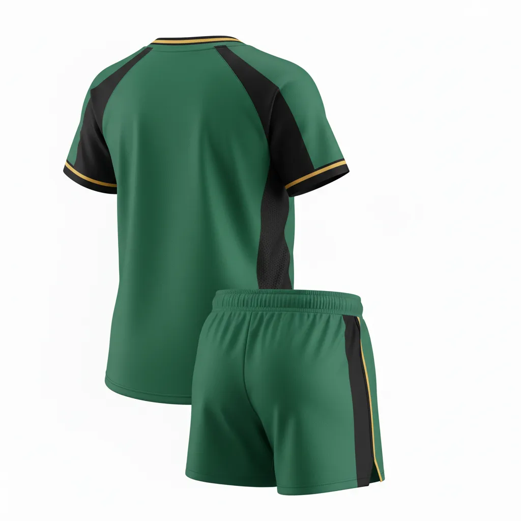 Custom Softball V Neck Softball Uniform - Custom Design - Vneckuniform Forestblackgold - Back View - Kinexa Sportswear