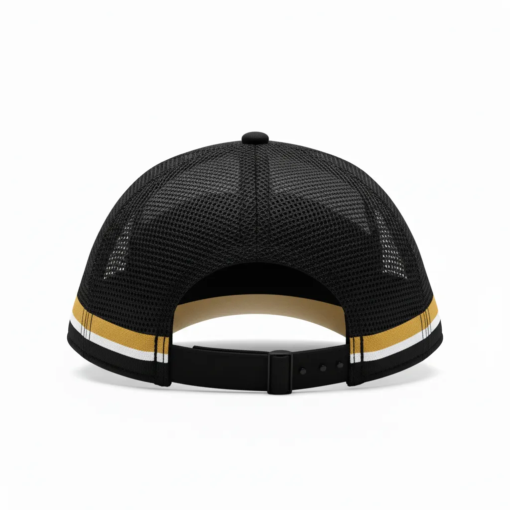 Custom Softball Visor - Custom Design - Blackgoldwhite - Back View - Kinexa Sportswear