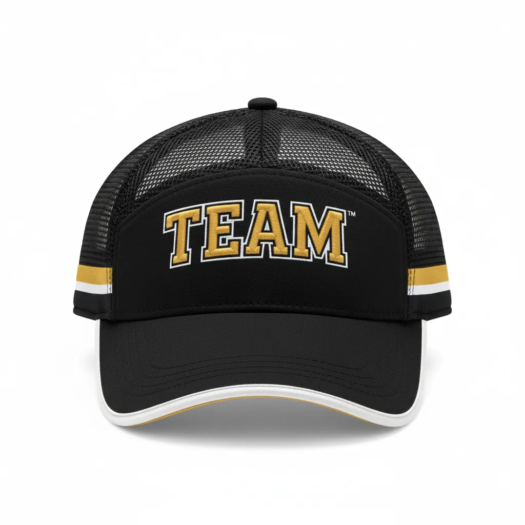 Custom Softball Visor - Custom Design - Blackgoldwhite - Front View - Kinexa Sportswear