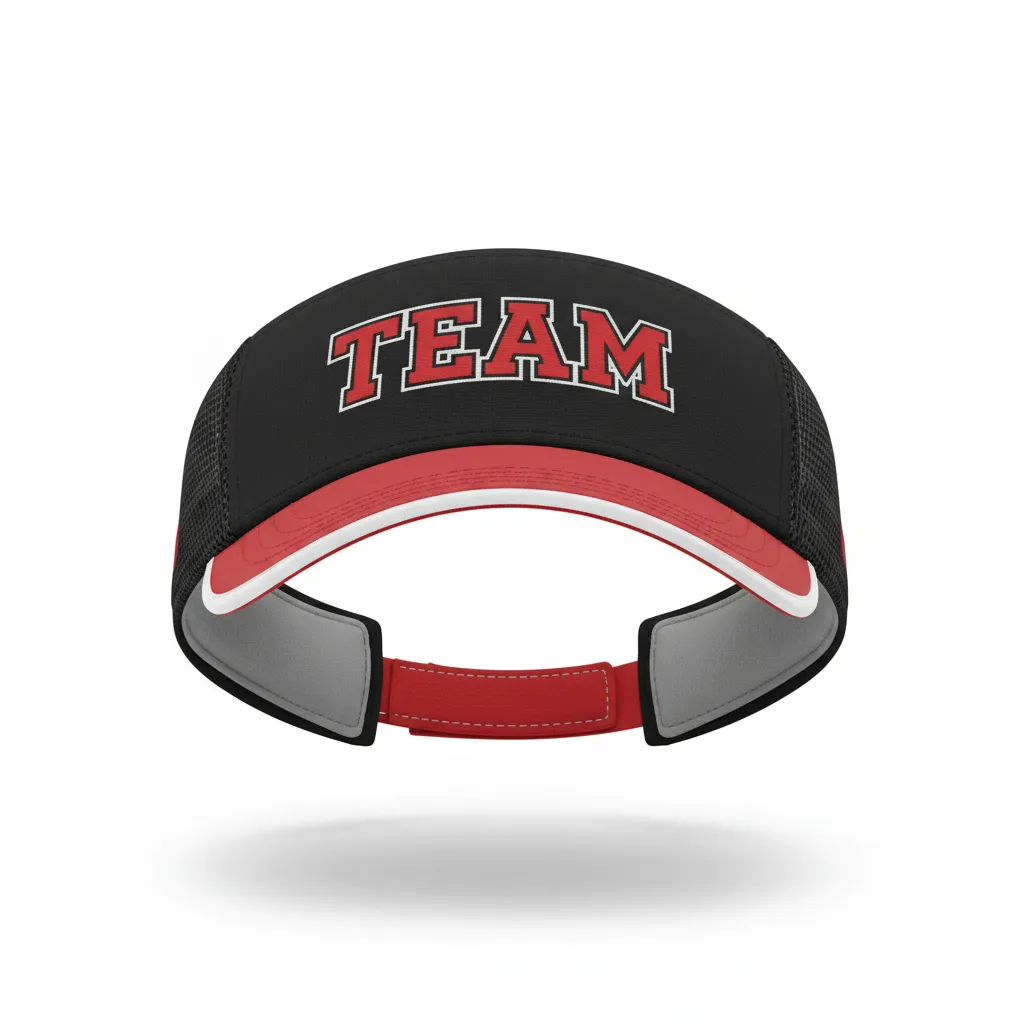 Custom Softball Visor - Custom Design - Blackredwhite - Front View - Kinexa Sportswear