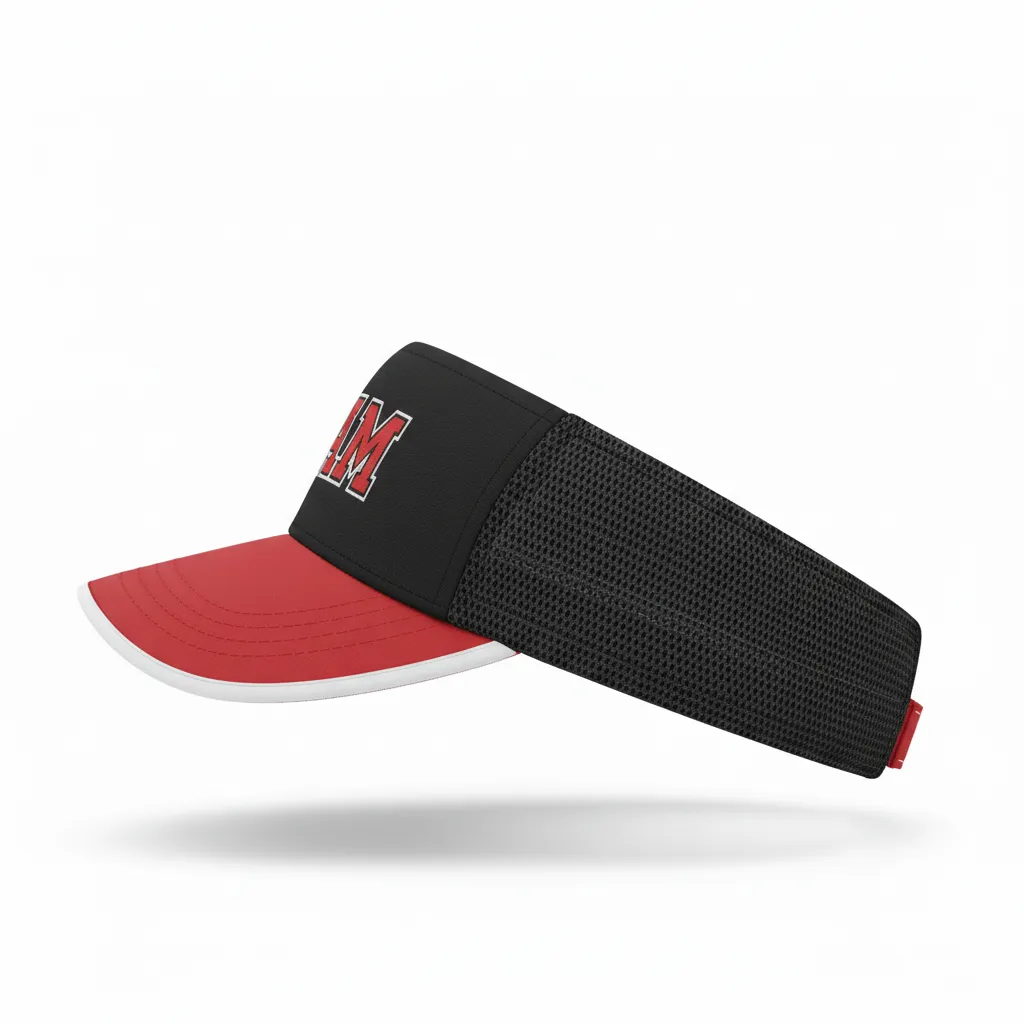 Custom Softball Visor - Custom Design - Blackredwhite - Side View - Kinexa Sportswear