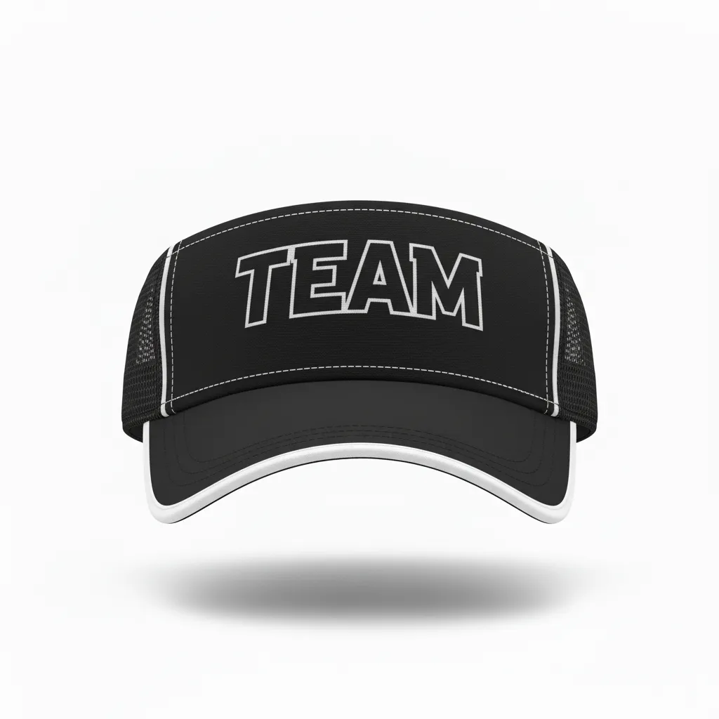 Custom Softball Visor - Custom Design - Blacksilverwhite - Front View - Kinexa Sportswear