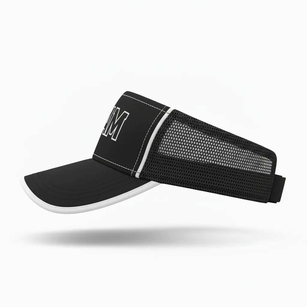 Custom Softball Visor - Custom Design - Blacksilverwhite - Side View - Kinexa Sportswear