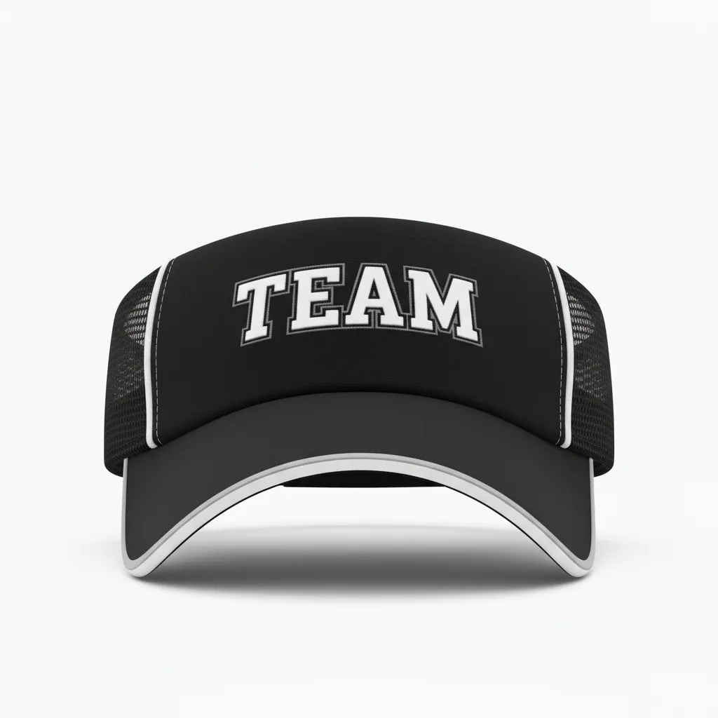 Custom Softball Visor - Custom Design - Blackwhitegrey - Front View - Kinexa Sportswear