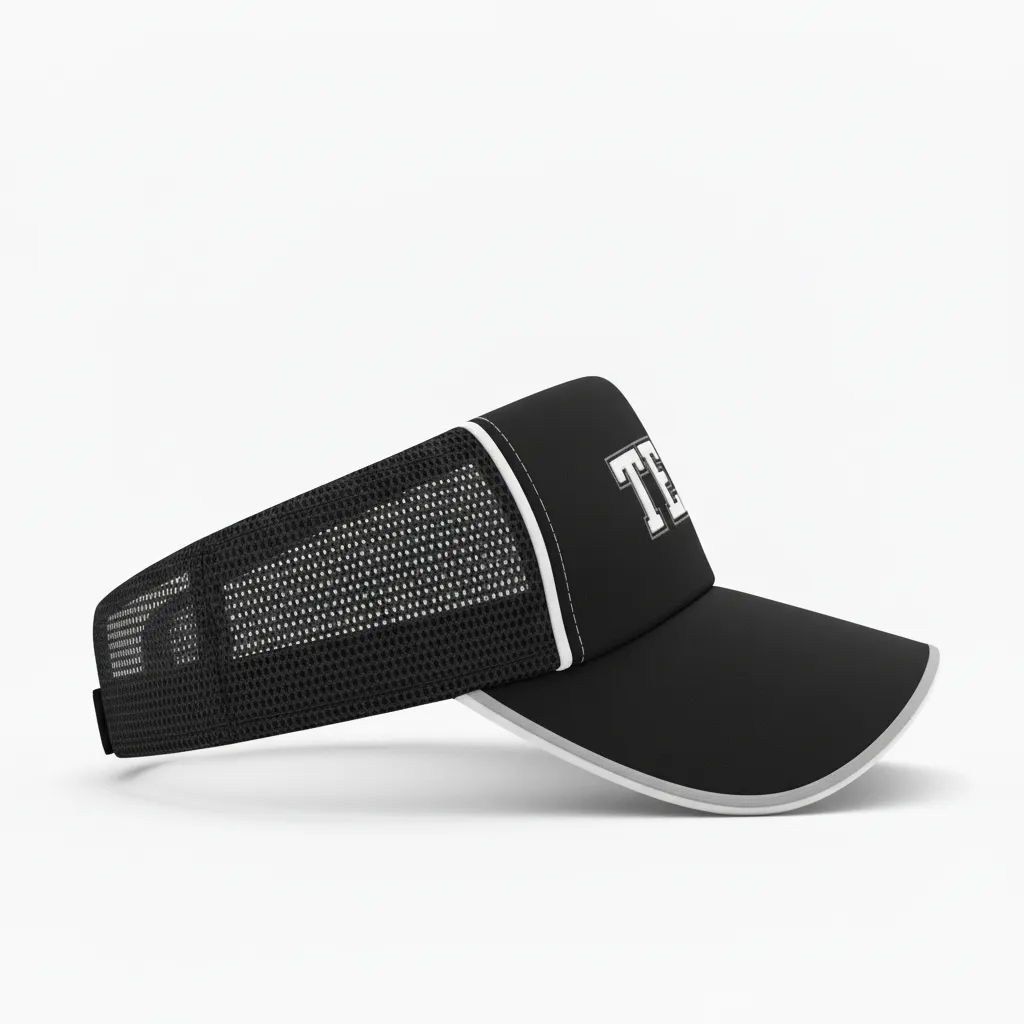 Custom Softball Visor - Custom Design - Blackwhitegrey - Side View - Kinexa Sportswear