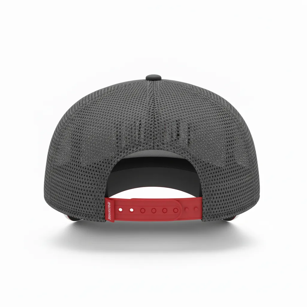 Custom Softball Visor - Custom Design - Charcoalredwhite - Back View - Kinexa Sportswear