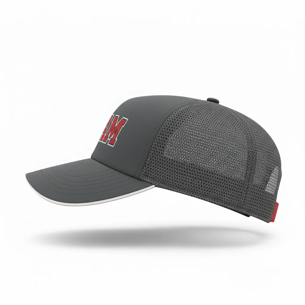 Custom Softball Visor - Custom Design - Charcoalredwhite - Side View - Kinexa Sportswear