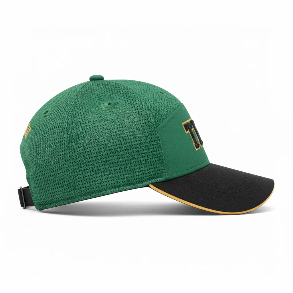 Custom Softball Visor - Custom Design - Forestblackgold - Side View - Kinexa Sportswear