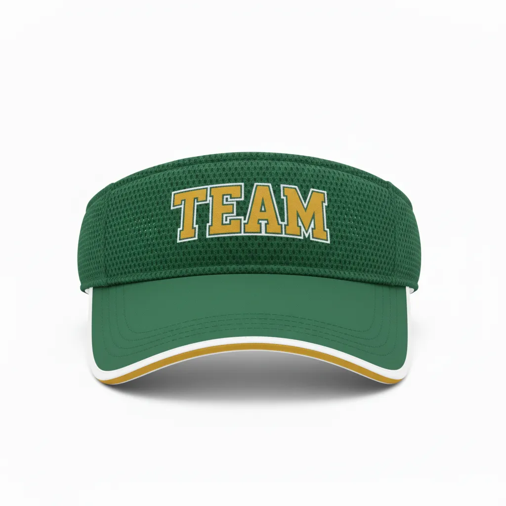 Custom Softball Visor - Custom Design - Forestgoldwhite - Front View - Kinexa Sportswear