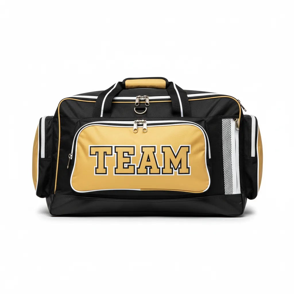 Custom Softball Wheeled Bag - Custom Design - Batbag Blackgoldwhite - Front View - Kinexa Sportswear