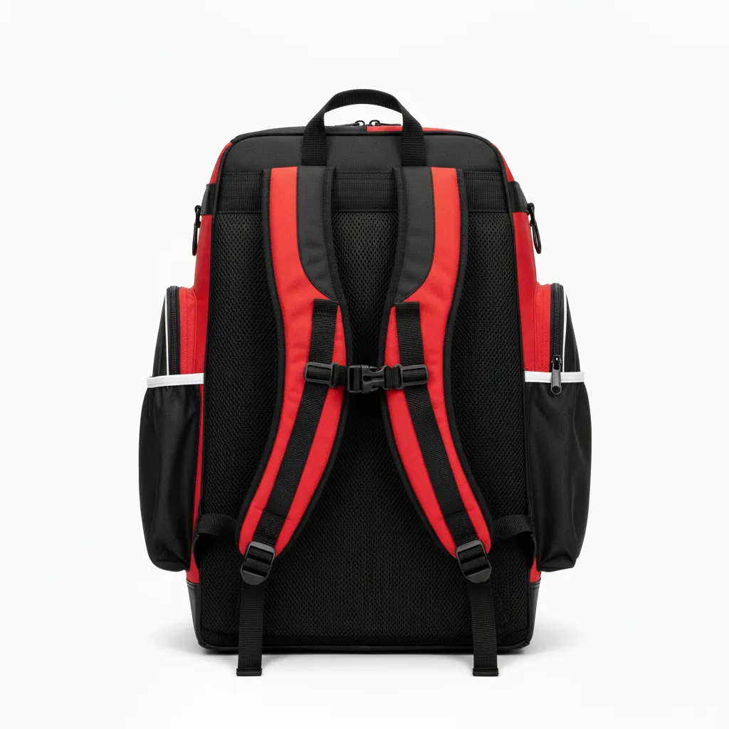 Custom Softball Wheeled Bag - Custom Design - Batbag Blackredwhite - Back View - Kinexa Sportswear
